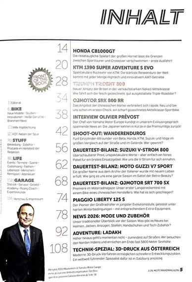 Motorrad Magazin (A) Inhaltsverzeichnis