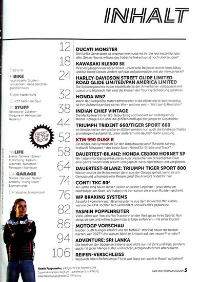 Motorrad Magazin (A) Inhaltsverzeichnis