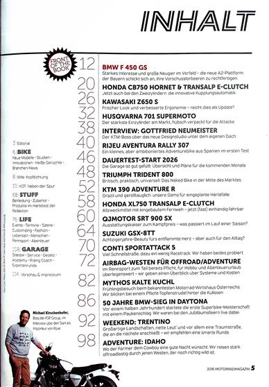 Motorrad Magazin (A) Inhaltsverzeichnis