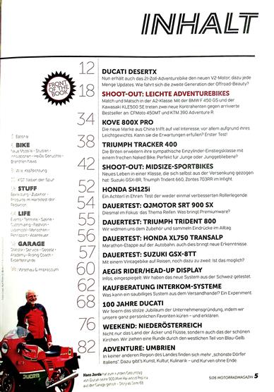 Motorrad Magazin (A) Inhaltsverzeichnis
