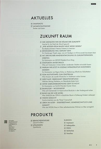 Garten & Landschaft Inhaltsverzeichnis