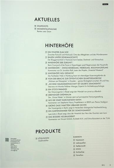 Garten & Landschaft Inhaltsverzeichnis