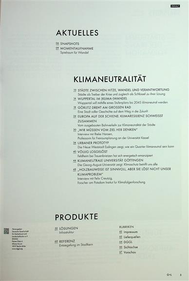 Garten & Landschaft Inhaltsverzeichnis