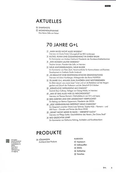 Garten & Landschaft Inhaltsverzeichnis