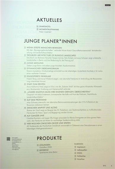 Garten & Landschaft Inhaltsverzeichnis