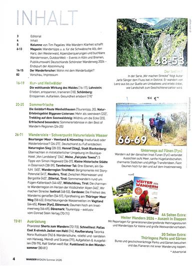 Wandermagazin Inhaltsverzeichnis