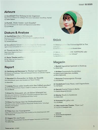 Theater der Zeit Inhaltsverzeichnis