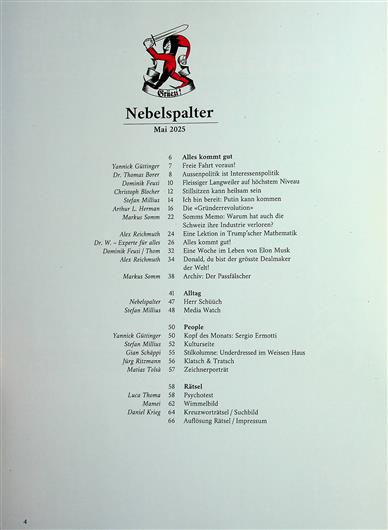 Nebelspalter Inhaltsverzeichnis
