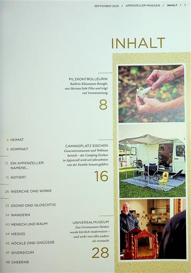 Appenzeller Magazin Inhaltsverzeichnis