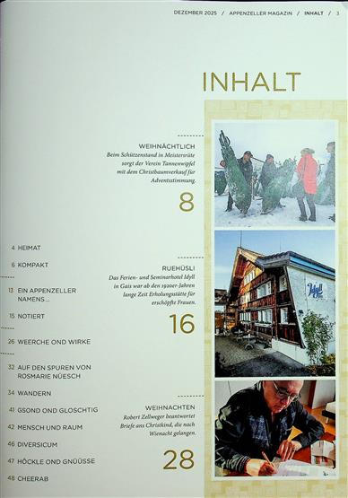 Appenzeller Magazin Inhaltsverzeichnis