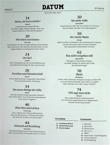 Datum Inhaltsverzeichnis