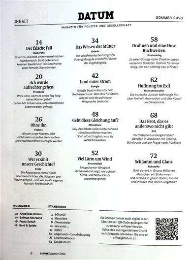 Datum Inhaltsverzeichnis