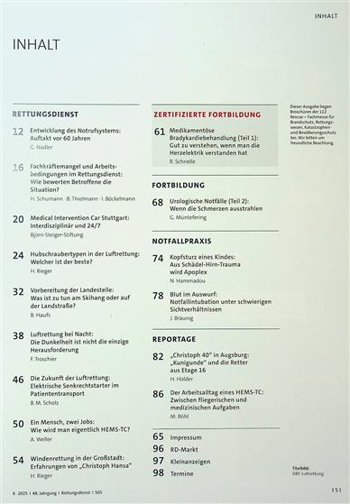 Rettungsdienst Inhaltsverzeichnis