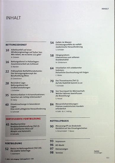Rettungsdienst Inhaltsverzeichnis