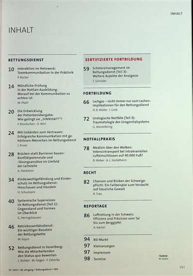 Rettungsdienst Inhaltsverzeichnis