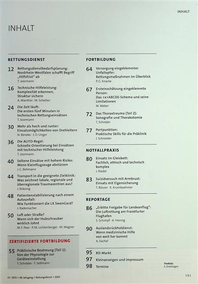 Rettungsdienst Inhaltsverzeichnis