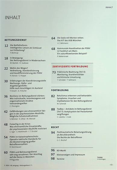 Rettungsdienst Inhaltsverzeichnis