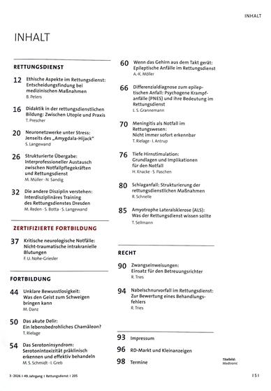 Rettungsdienst Inhaltsverzeichnis