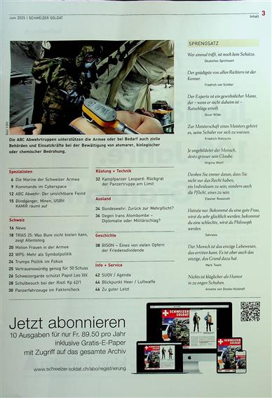 Schweizer Soldat Inhaltsverzeichnis