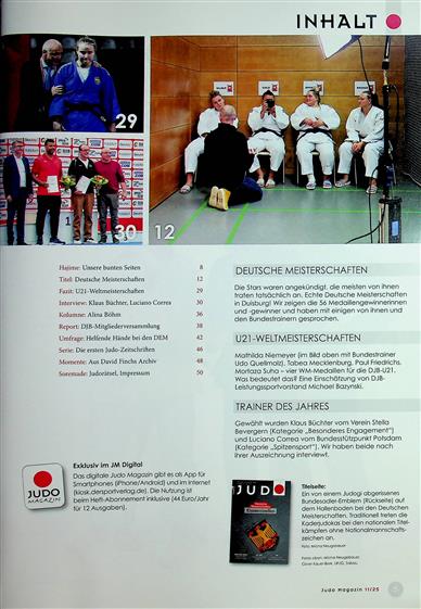 Judo Magazin Inhaltsverzeichnis