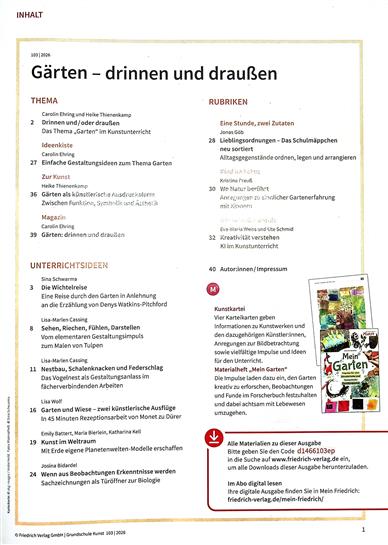 Grundschule Kunst Inhaltsverzeichnis