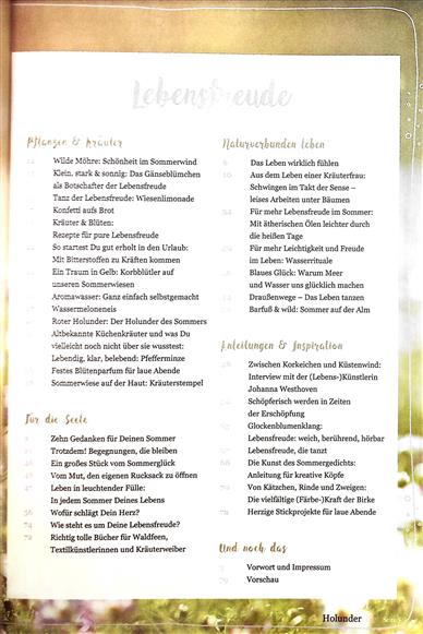 Holunderelfe Inhaltsverzeichnis