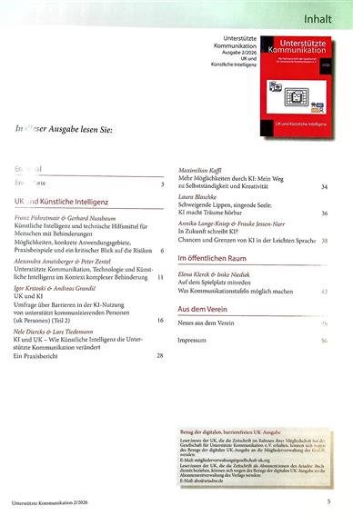 Unterstützte Kommunikation Inhaltsverzeichnis