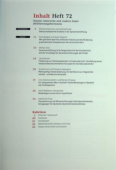 Fremdsprache Deutsch Inhaltsverzeichnis