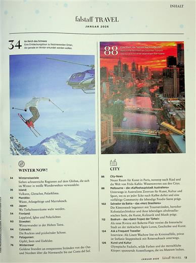 Falstaff Travel Inhaltsverzeichnis