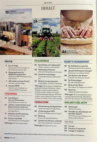 Bioland Inhaltsverzeichnis