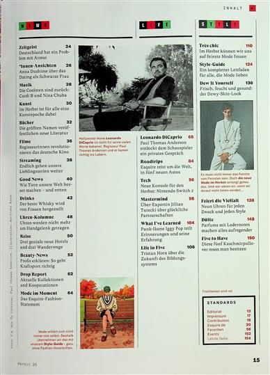 Esquire Inhaltsverzeichnis