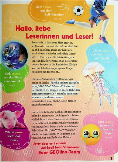 Geolino SH Wie? Was? Warum? 2025 Inhaltsverzeichnis