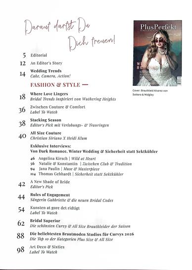 Plus Perfect Edition Curvy Bride 2026/27 Inhaltsverzeichnis