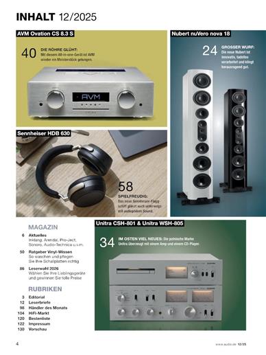 Audio + Stereoplay Inhaltsverzeichnis