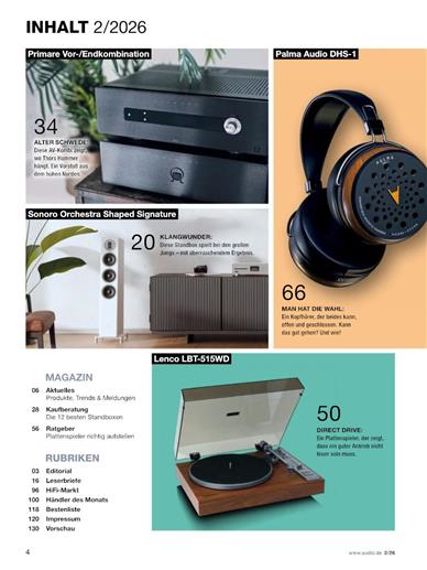 Audio + Stereoplay Inhaltsverzeichnis