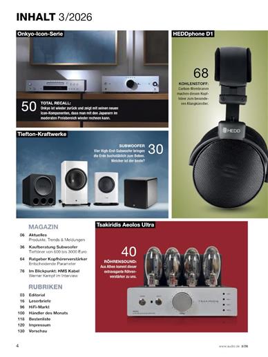 Audio + Stereoplay Inhaltsverzeichnis
