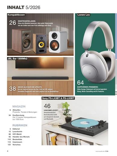 Audio + Stereoplay Inhaltsverzeichnis