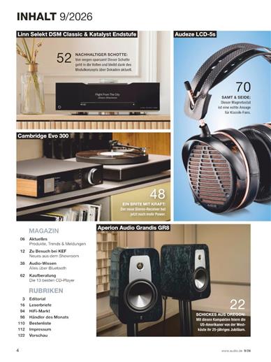 Audio + Stereoplay Inhaltsverzeichnis