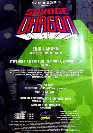Savage Dragon - Comic Inhaltsverzeichnis