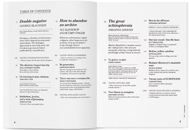 European Review of Books Inhaltsverzeichnis