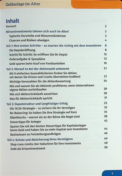 Seniorenwissen Finanzen & Recht Inhaltsverzeichnis