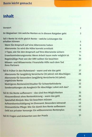Seniorenwissen Finanzen & Recht Inhaltsverzeichnis
