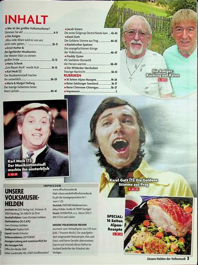 Unsere Schlager Helden Inhaltsverzeichnis