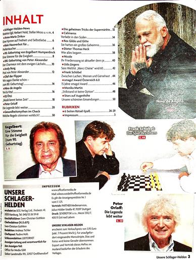 Unsere Schlager Helden Inhaltsverzeichnis