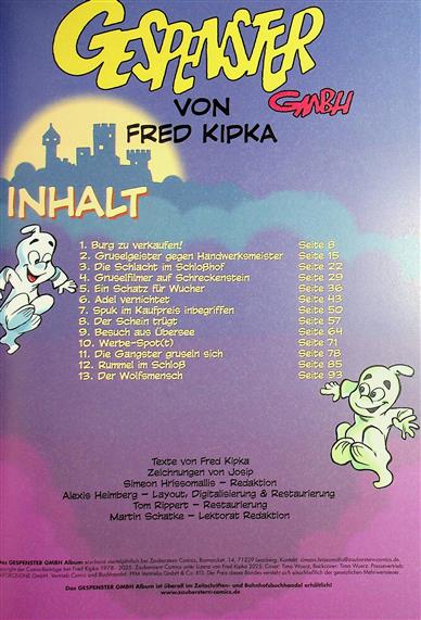 Gespenster GmbH 1. Ausgabe Inhaltsverzeichnis