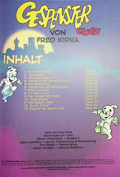 Gespenster GmbH 2. Ausgabe Inhaltsverzeichnis