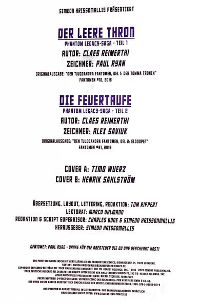 Phantom Album 1 Inhaltsverzeichnis
