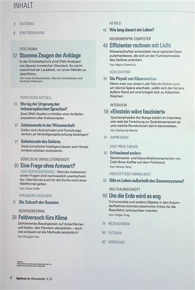 Spektrum der Wissenschaft Inhaltsverzeichnis