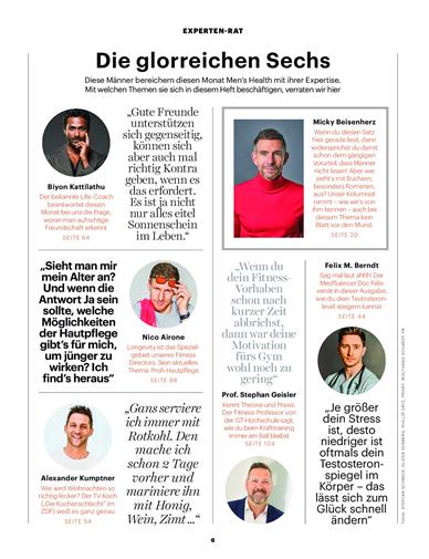 Men's Health Inhaltsverzeichnis