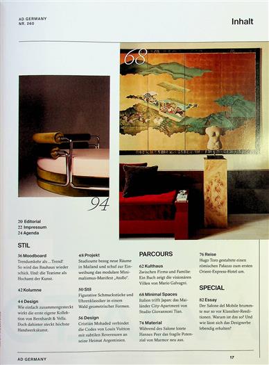 AD Architectural Digest Inhaltsverzeichnis